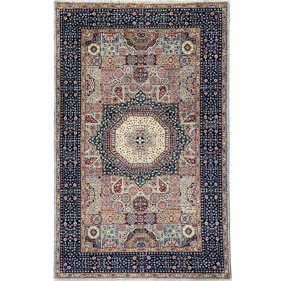 blue mamluk rug 5x8