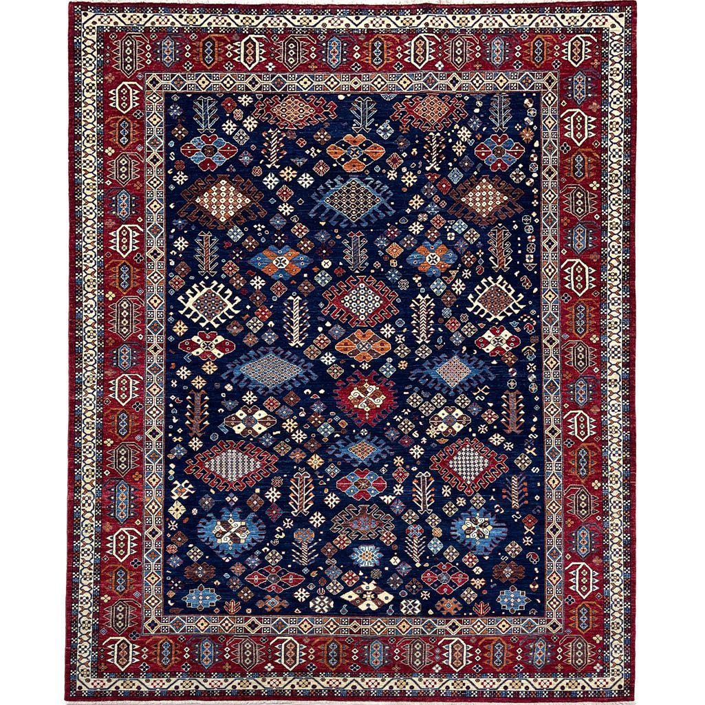 navy oriental wool area rug