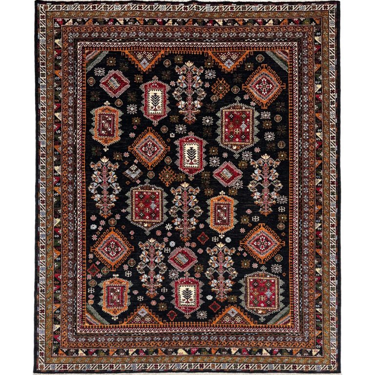 Handmade Black Scandinavian Wool Area Rug (5’3” x 8’2”) | Yamil Craft