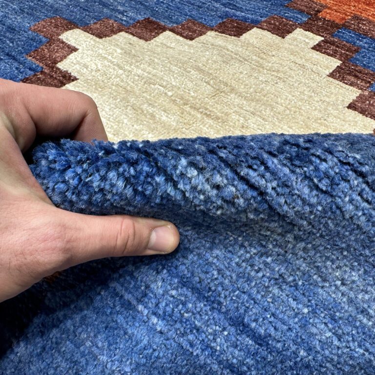 Handmade Blue Moroccan Wool Area Rug (6′ x 9′) | Yamil Craft