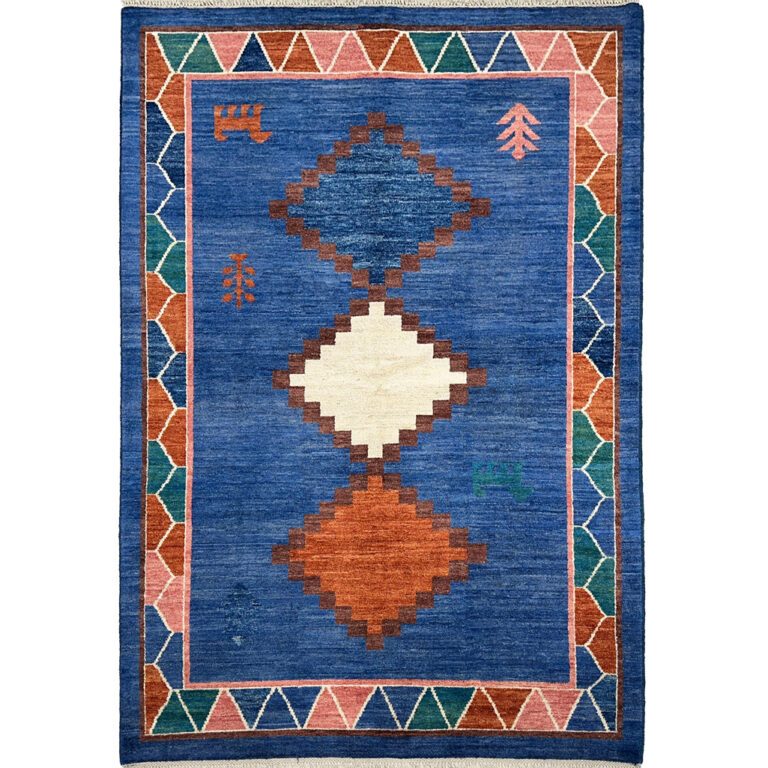 Blue Arabic Rug Handmade Blue Moroccan Wool Area Rug (6′ x 9′) | Yamil Craft