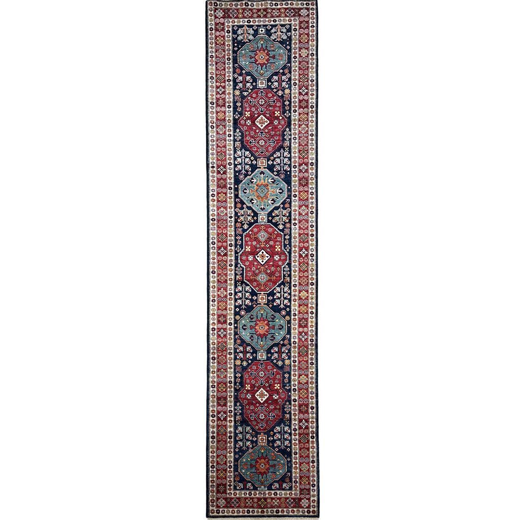 blue oriental wool runner rug