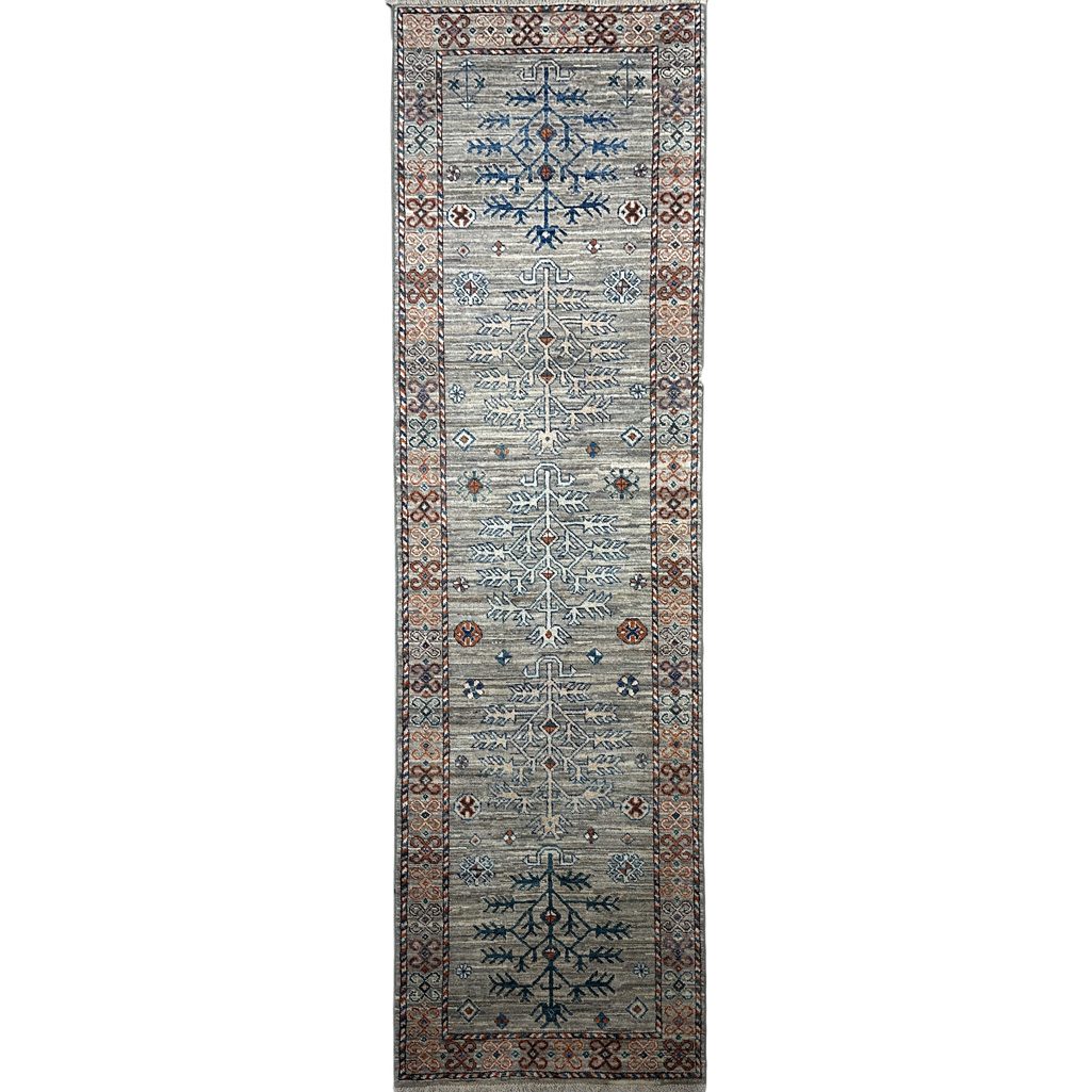 gray tribal wool runner rug