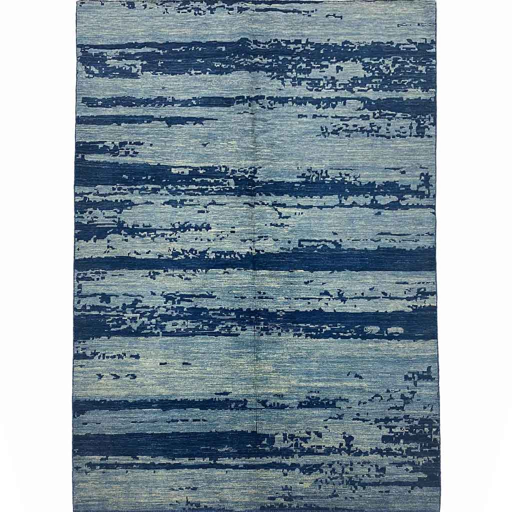 Handmade Contemporary Blue Wool Area Rug (6'0" x 8'9")