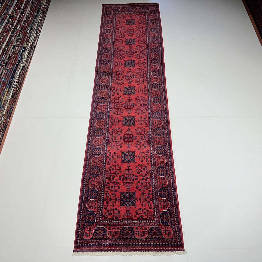Handmade Afghan Khal Mohammadi Wool Runner Rug (3'4" x 13'4") - Image 9